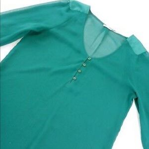 Kimchi Blue Green 3/4 Sheer Blouse